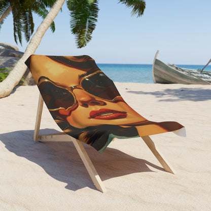 Pop Art Retro Beach Towel | Vintage Style Glamour Model Art Print Towel 2 Sizes