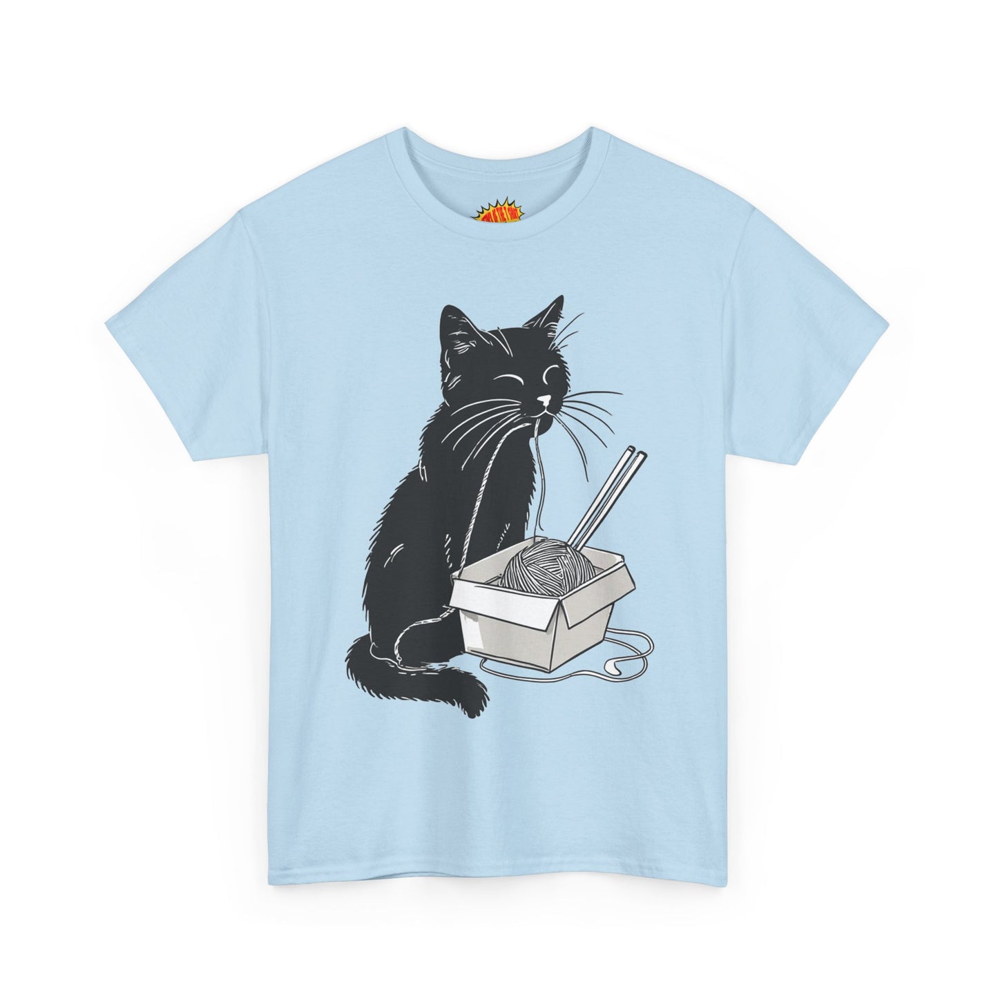 Black Cat w/Noodles Drawing Art Tee Shirt *Multiple Colors*