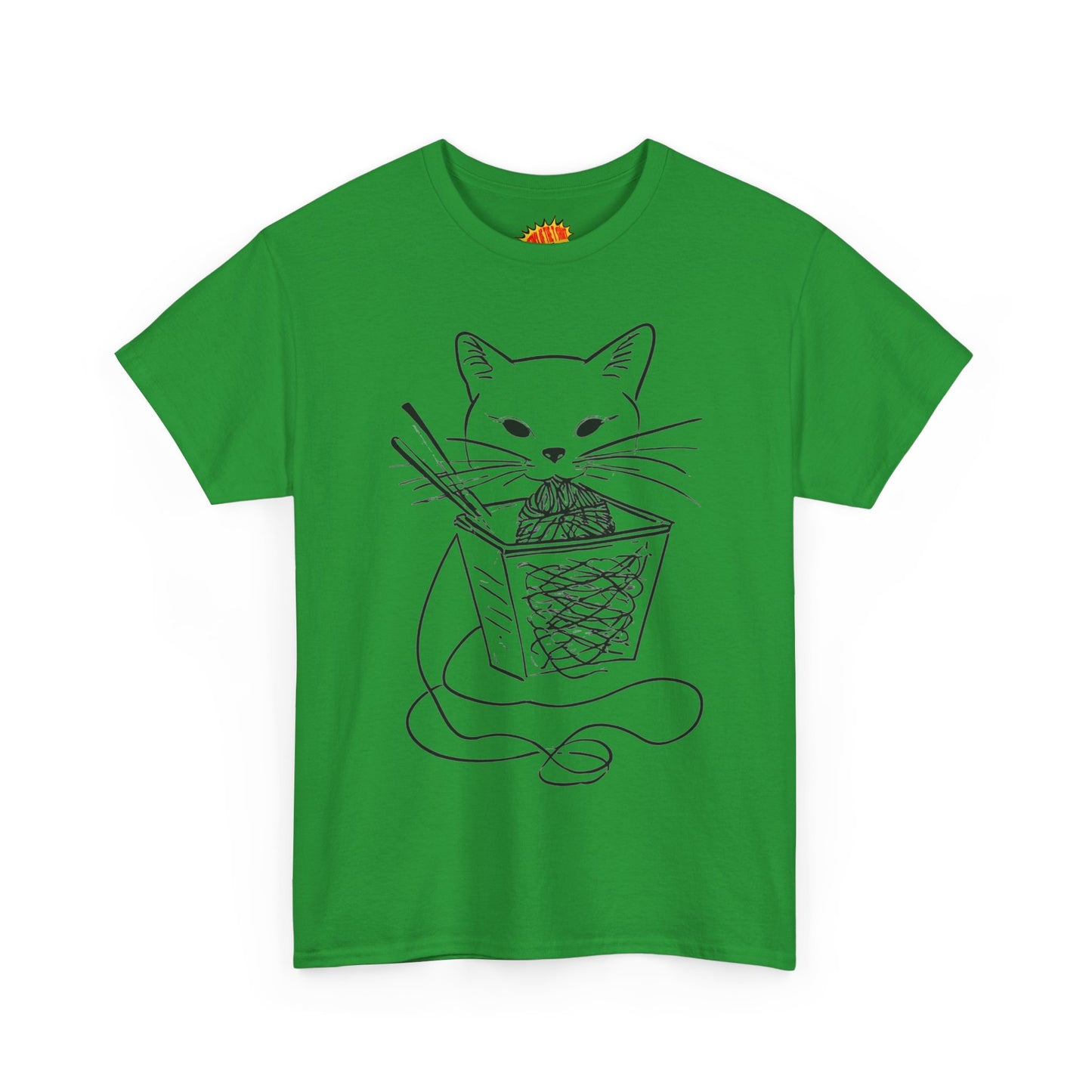 Cat w/Noodles Line Art Drawing Tee Shirt *Multiple Colors*