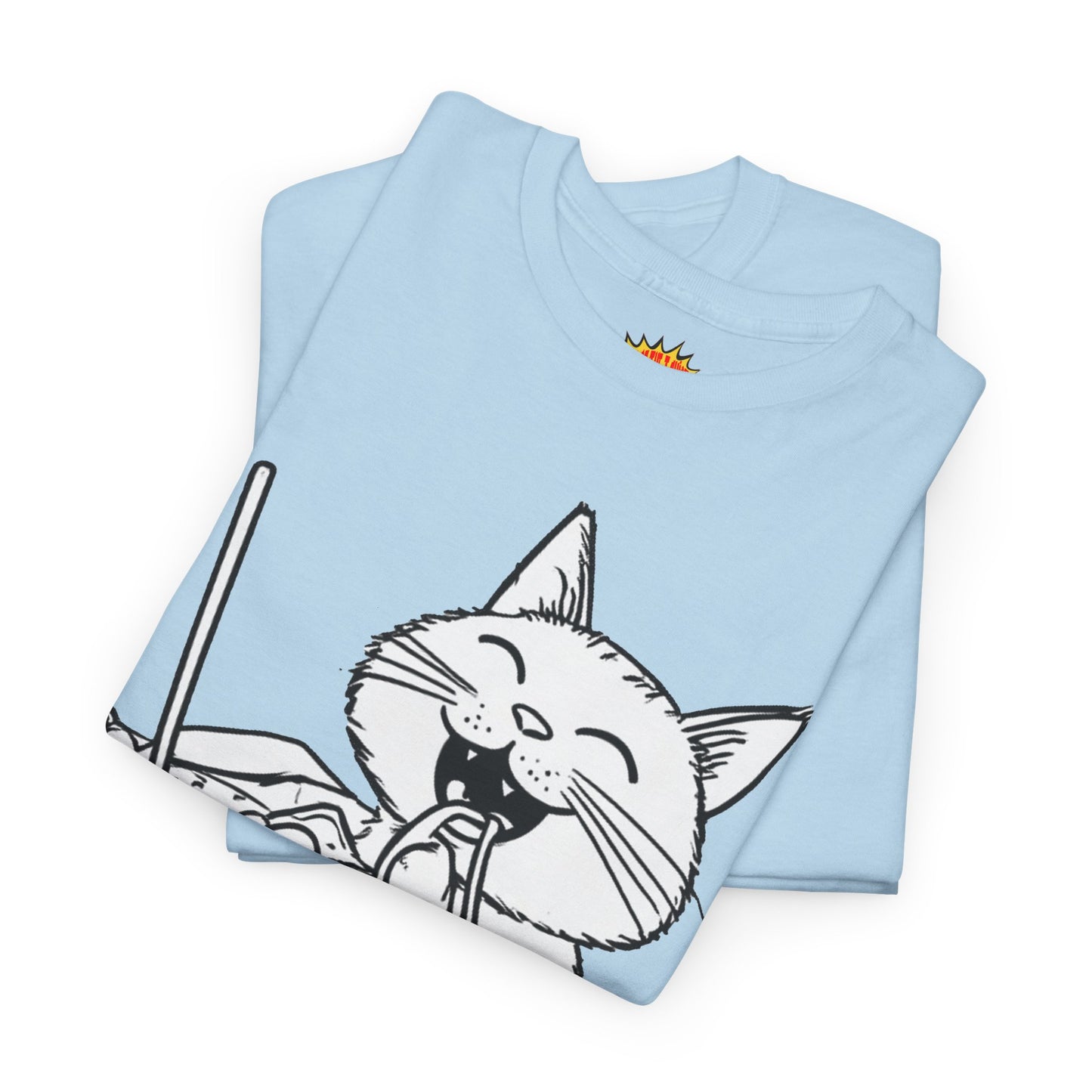 Happy Cat w/Noodles + Yarn Art Tee Shirt *Multiple Colors*