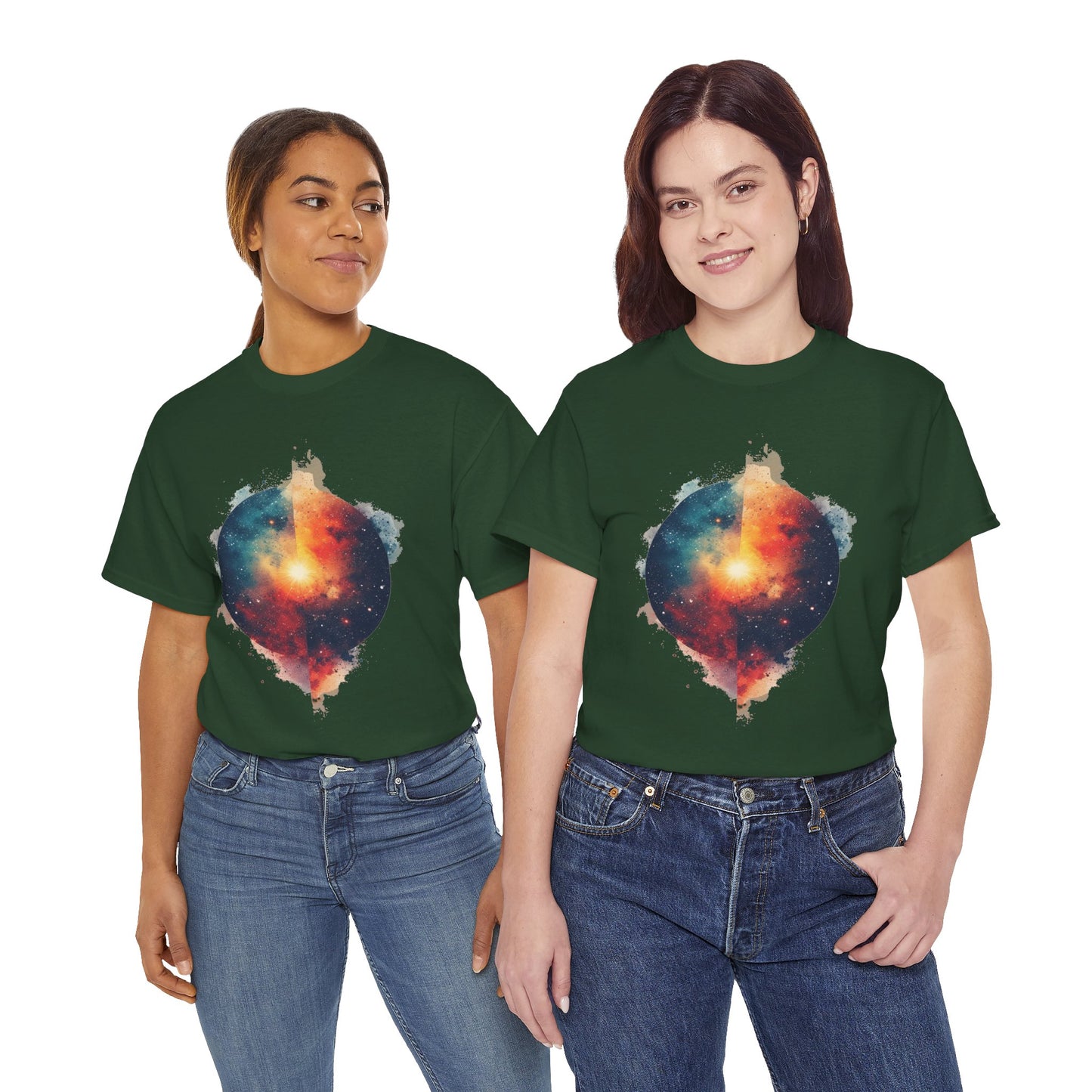 Round Galaxy w/Nebula Graphic Art Tee Shirt *Multiple Colors*