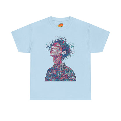 Line Drawing Multicolor Human Graphic Art Tee Shirt