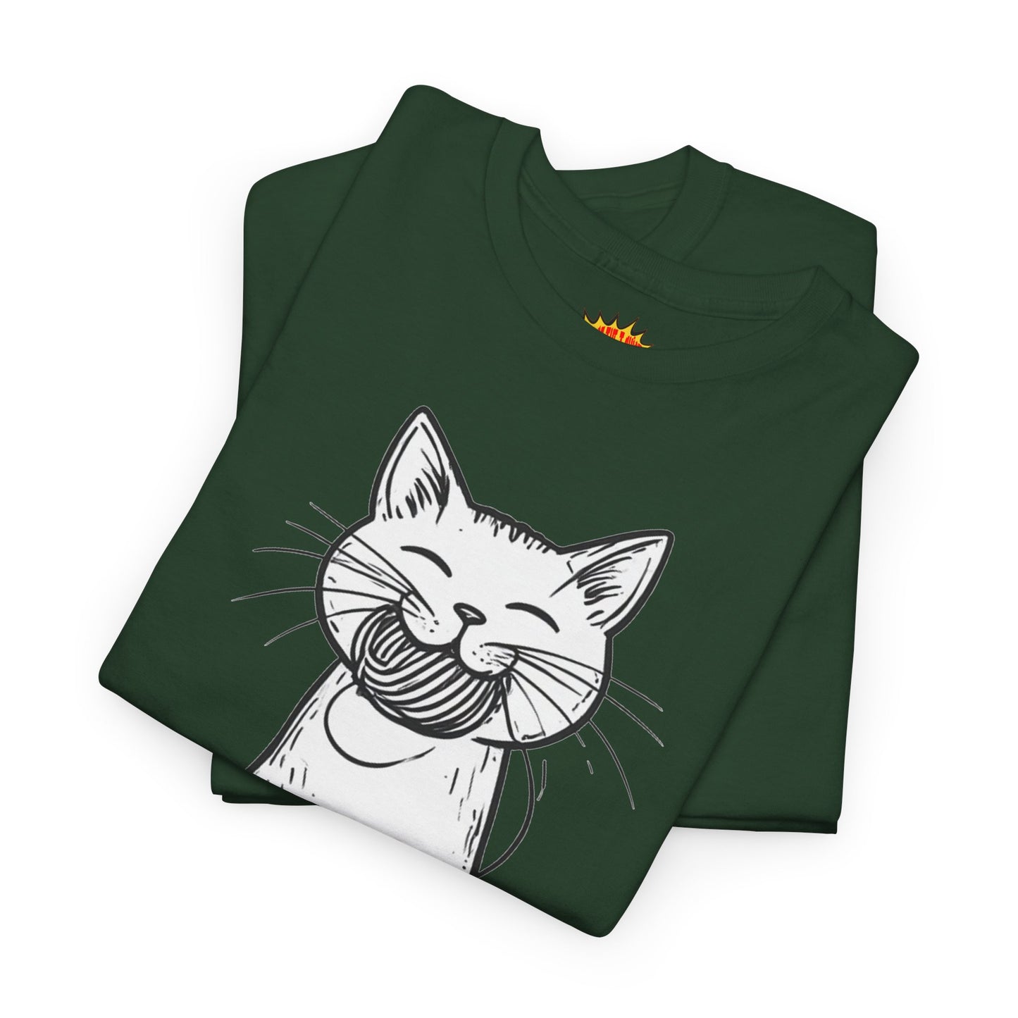 Cat w/Yarn Ball Takeout Art Tee Shirt *Multiple Colors*