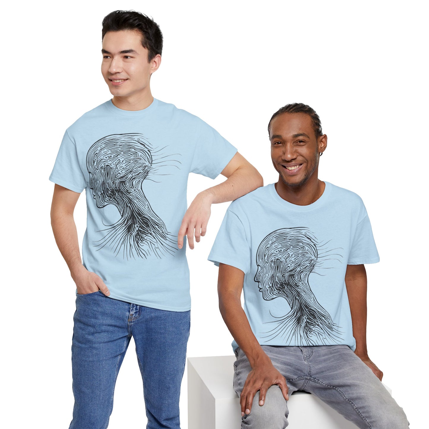 Face Silhouette Line Drawing Graphic Art Tee Shirt *Multiple Colors*