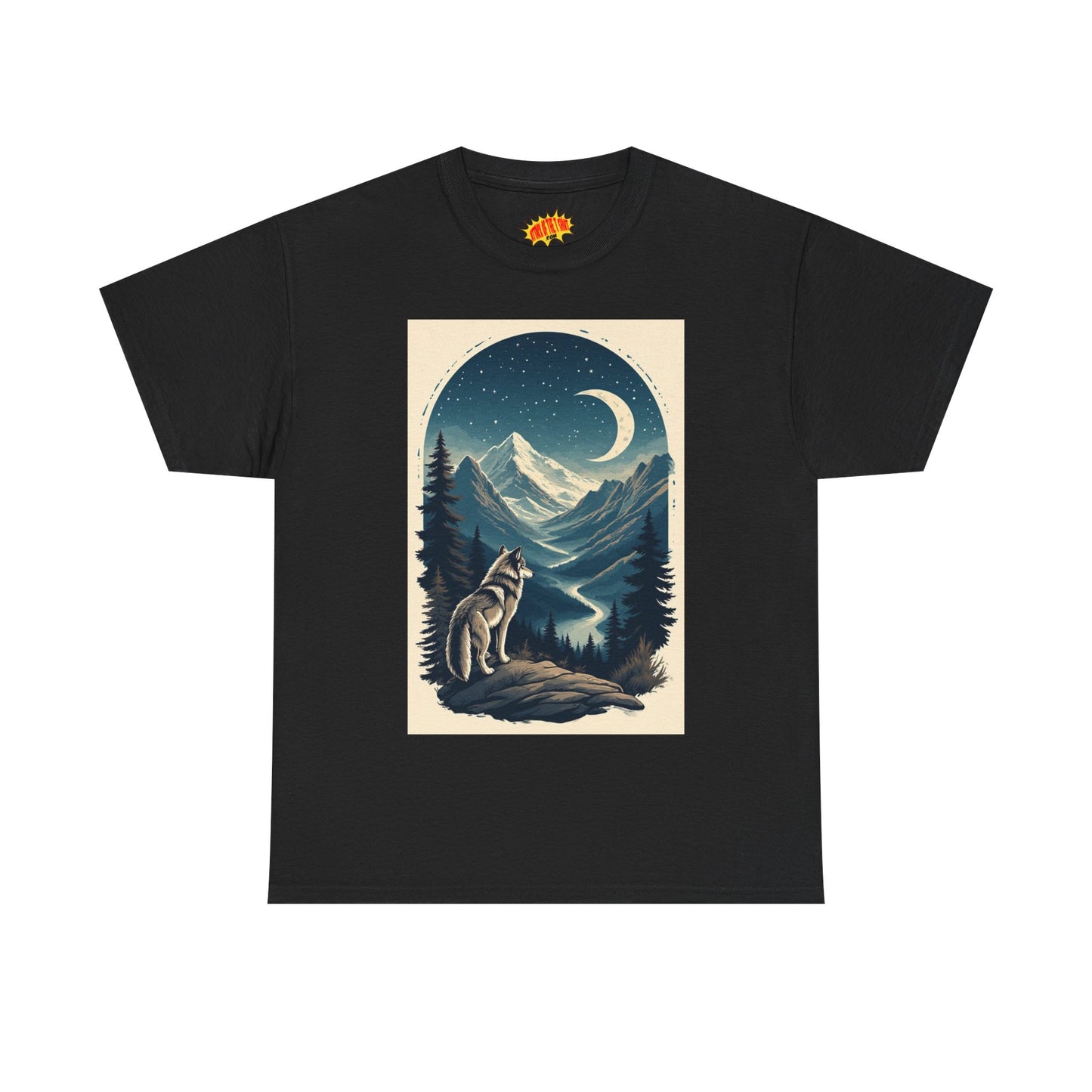 Wolf with Crescent Moon Scene T-Shirt *Multiple Colors*