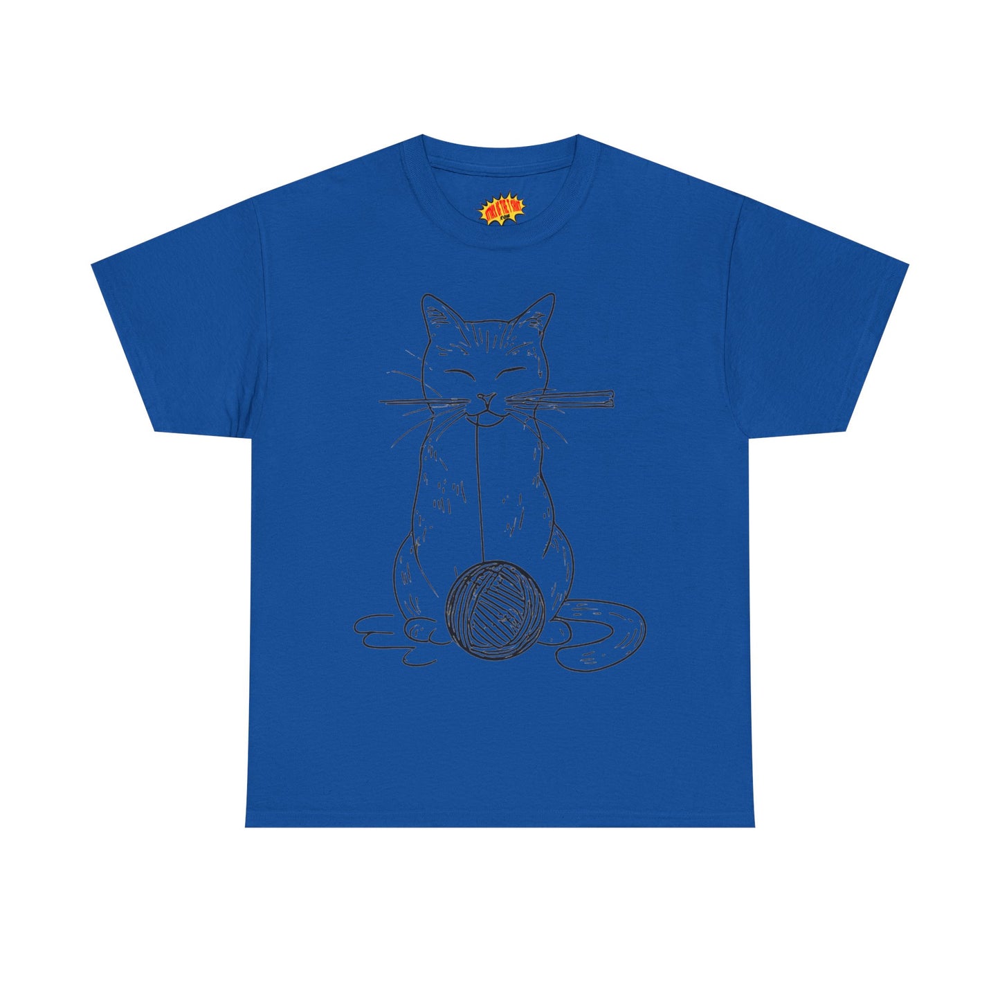 Cat w/Yarn Ball Line Art Drawing Tee Shirt *Multiple Colors*