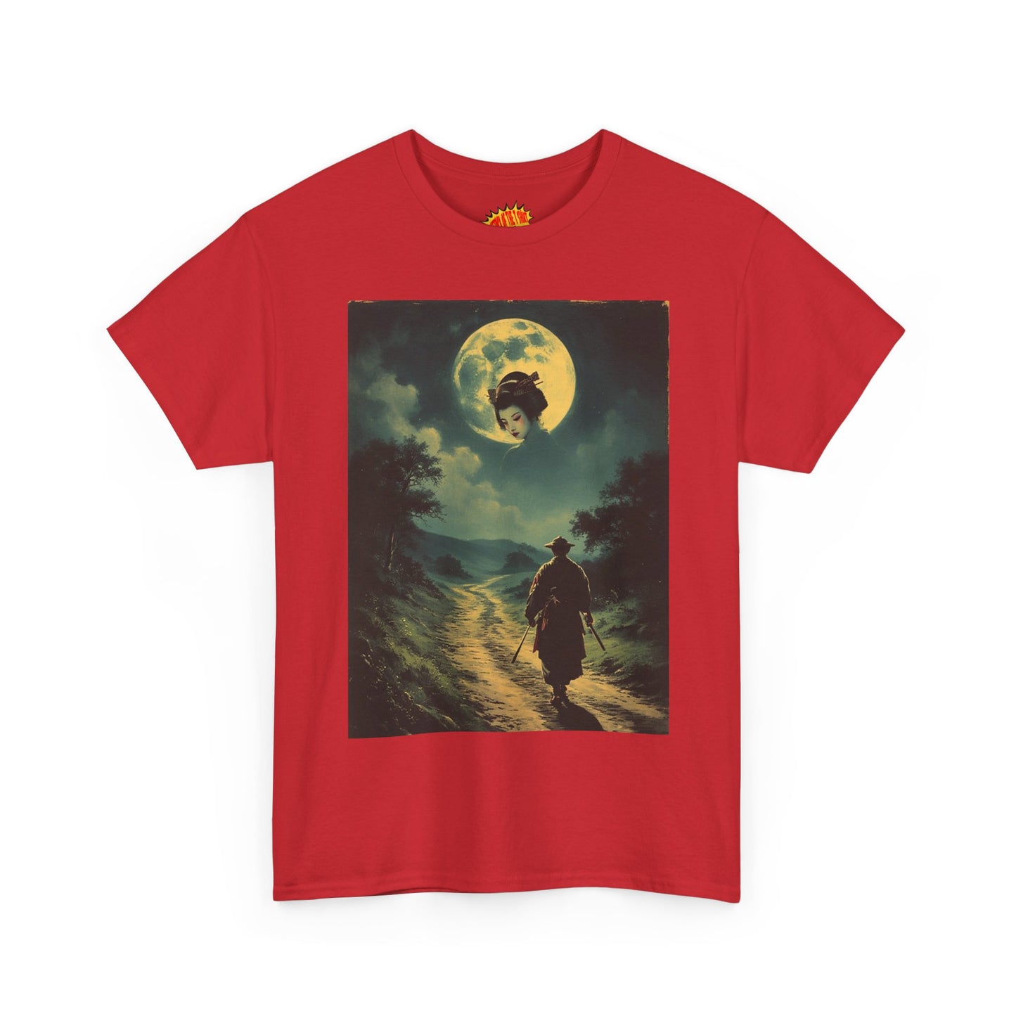 Travelling Samurai w/Moon Geisha Woman T-Shirt *Multiple Colors*