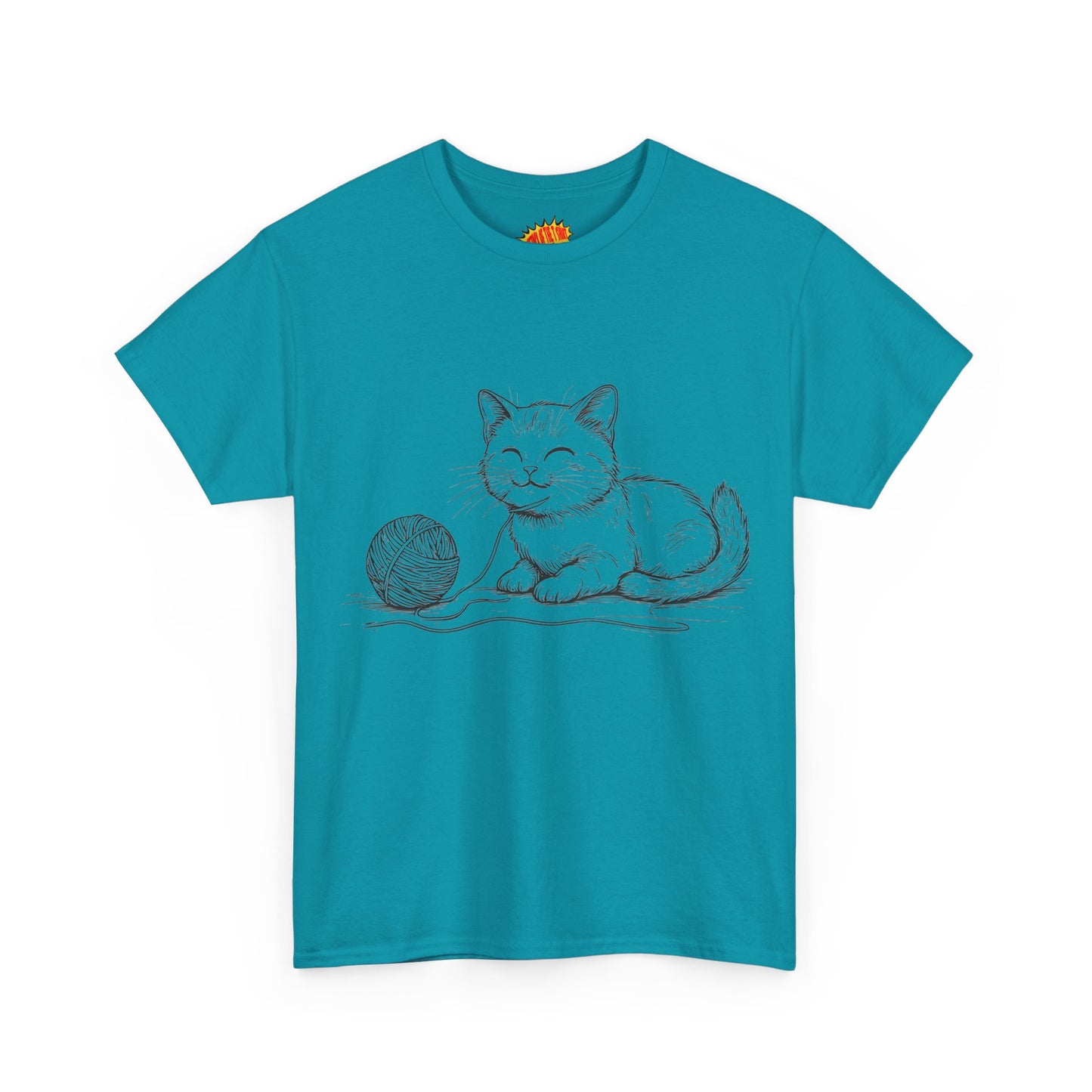 Cat w/Yarn Ball Line Drawing Tee Shirt *Multiple Colors*