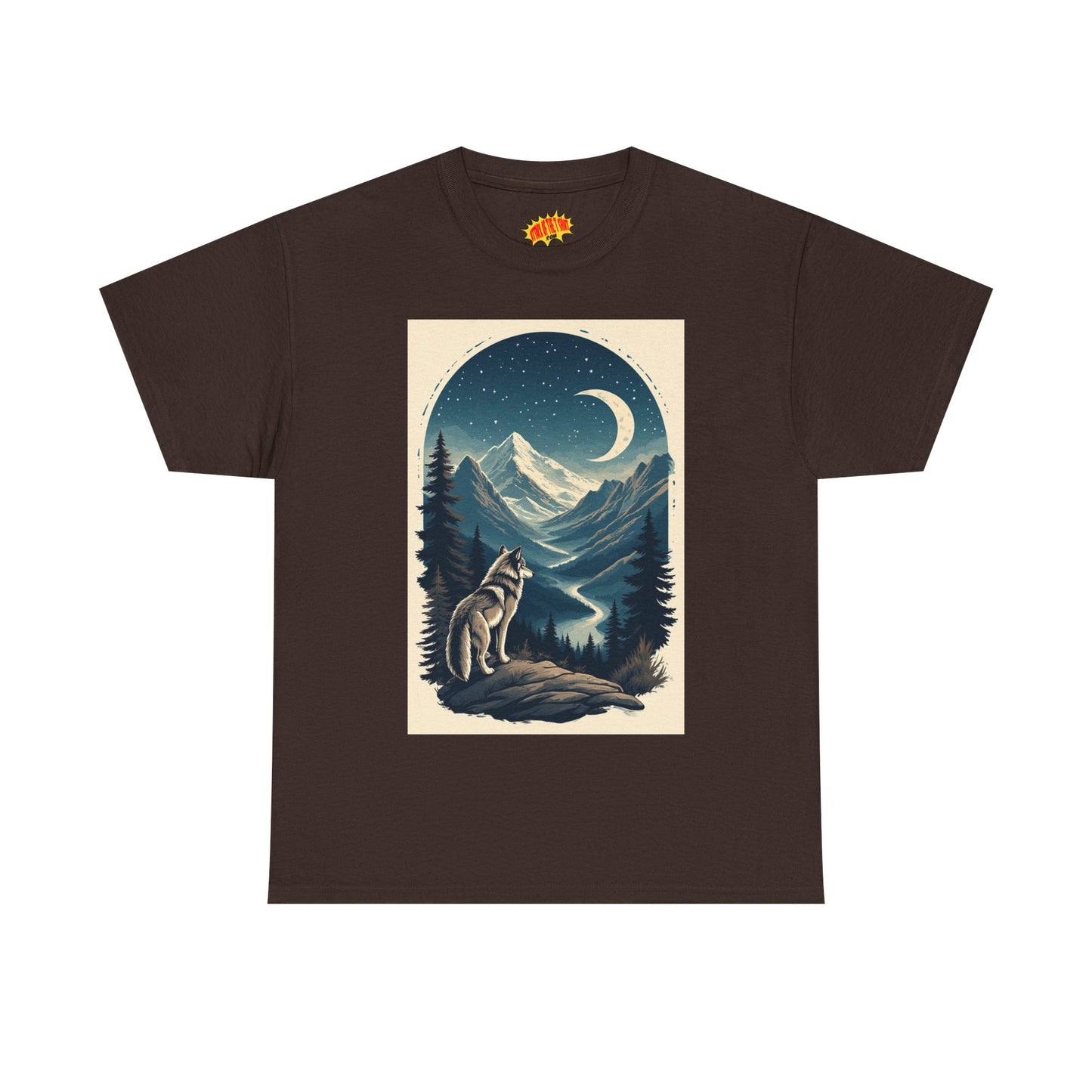 Wolf with Crescent Moon Scene T-Shirt *Multiple Colors*