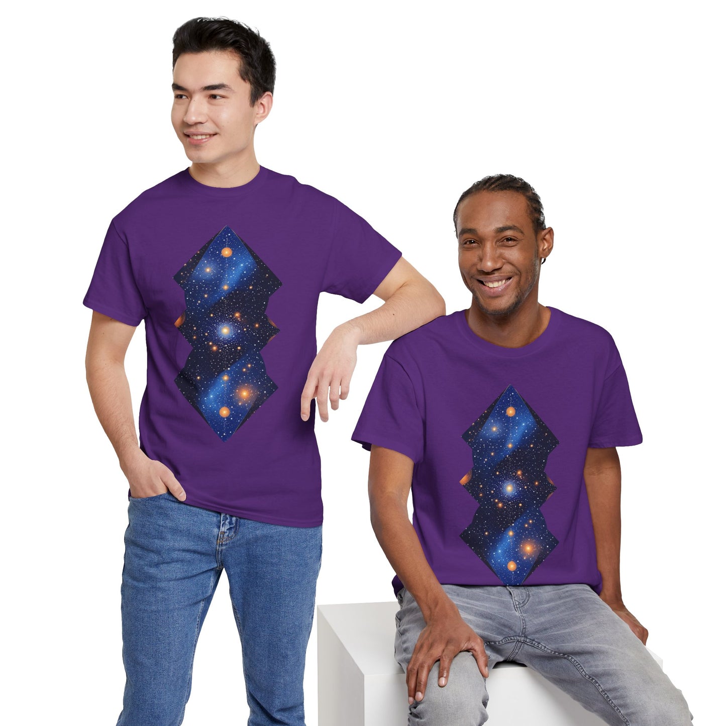 Geometric Shaped Galaxy Graphic Space Art Tee Shirt *Multiple Colors*
