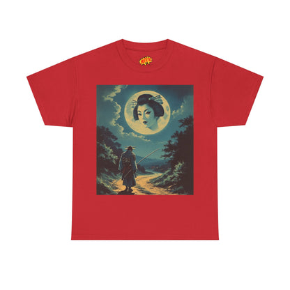 Travelling Samurai w/Full Moon Geisha Woman T-Shirt