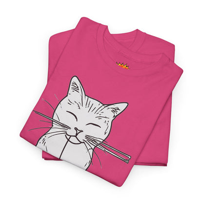 White Cat w/Yarn Ball Art Drawing Tee Shirt