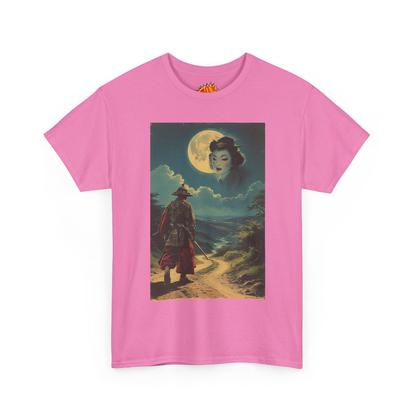 Samurai w/Full Moon Sky Geisha T-Shirt *Multiple Colors*