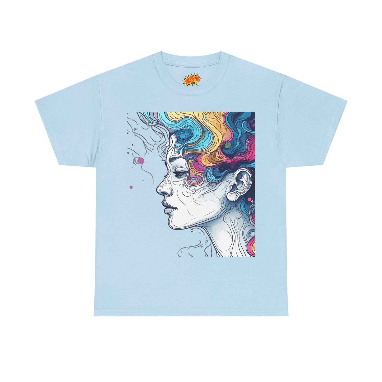 Face w/Color Hair Graphic Art Tee Shirt *Multiple Colors*