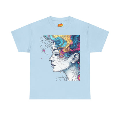 Face w/Color Hair Graphic Art Tee Shirt
