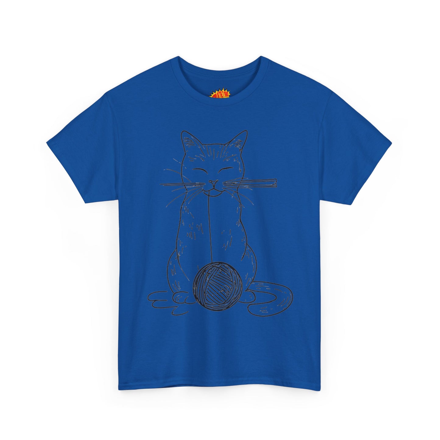 Cat w/Yarn Ball Line Art Drawing Tee Shirt *Multiple Colors*