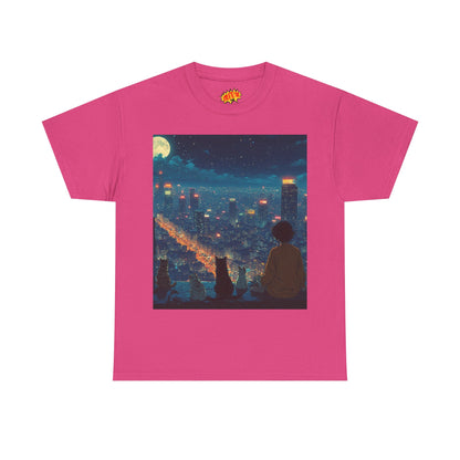 Anime City Night Scene w/Cats T-Shirt