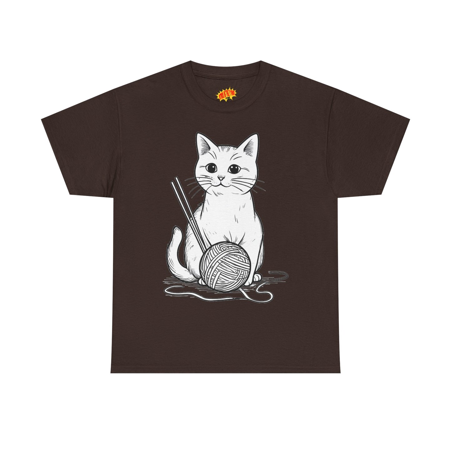 White Cat w/Yarn Ball Art Tee Shirt *Multiple Colors*