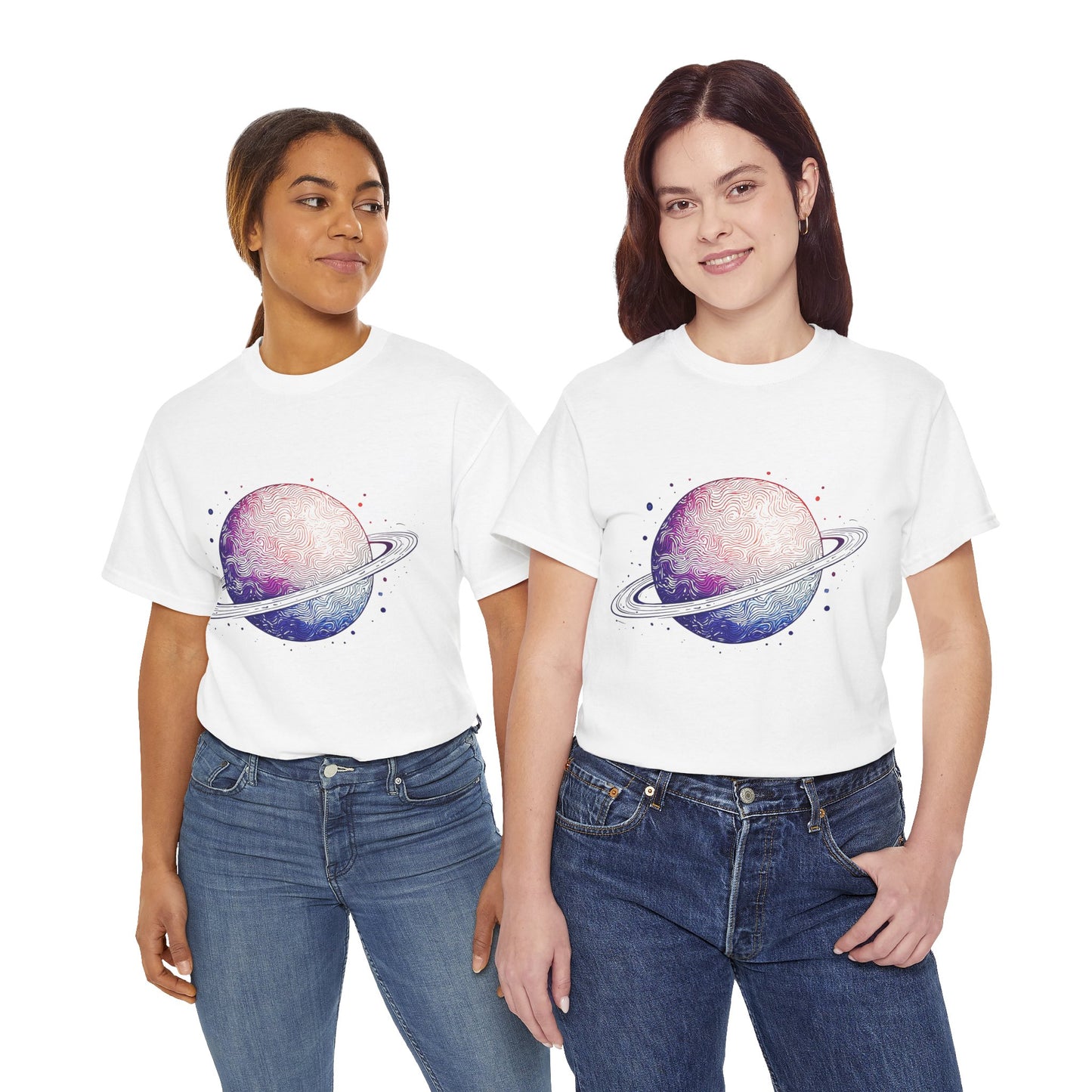 Space Art Ringed Planet Graphic Tee Shirt *Multiple Colors*