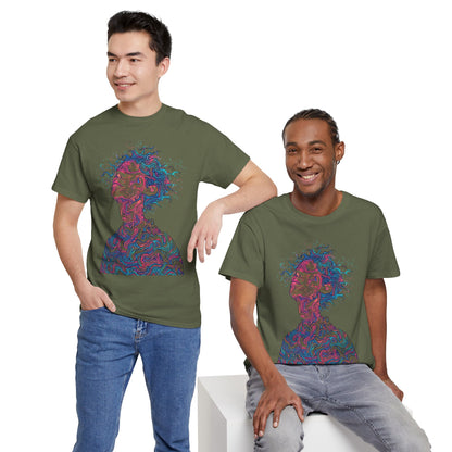 Line Drawing Multicolor Human Graphic Art Tee Shirt