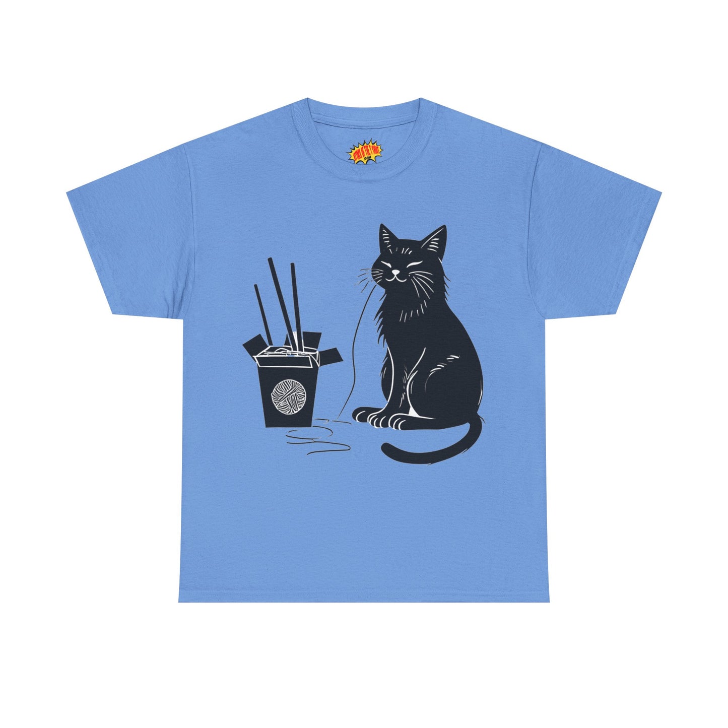 Black Cat w/Takeout Yarn Art Tee Shirt *Multiple Colors*