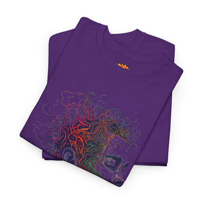 Multicolor Line Drawing Human Graphic Art Tee Shirt