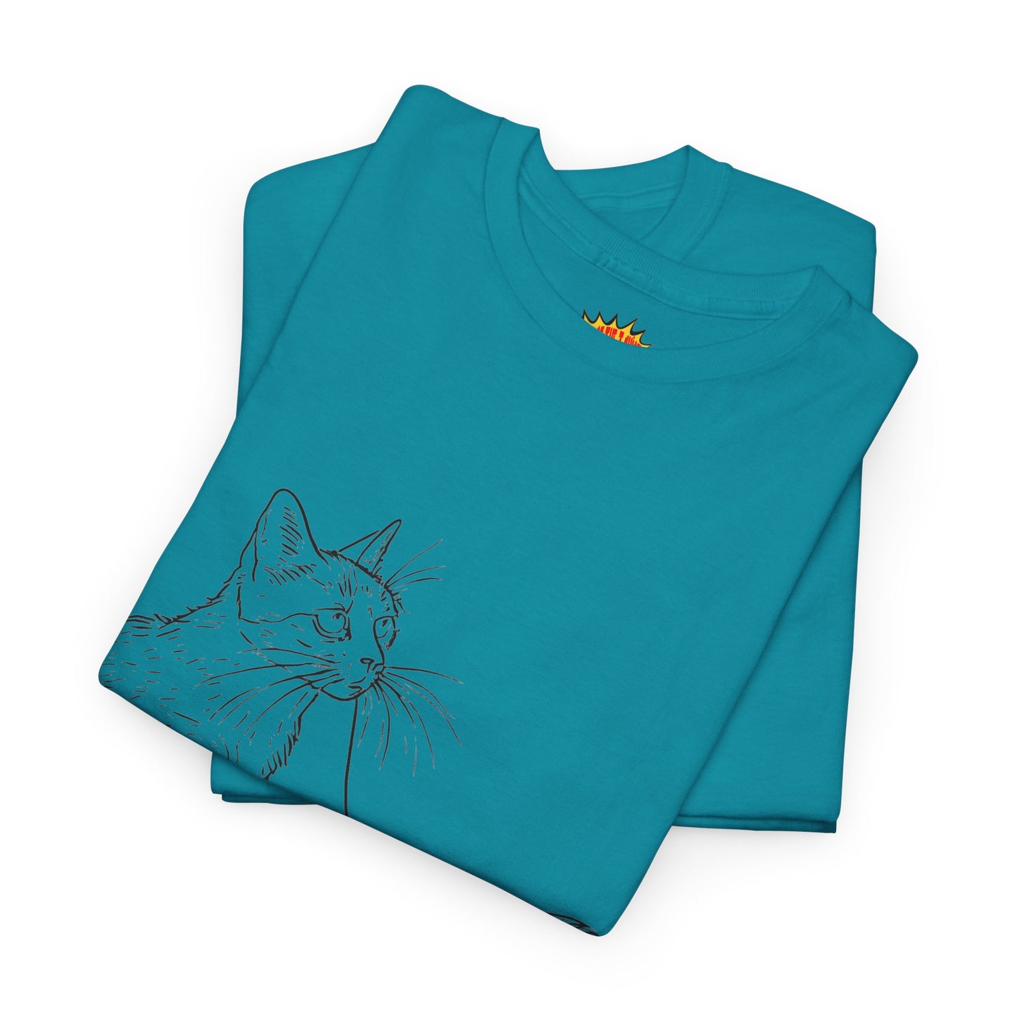 Cat w/Yarn Line Drawing Art Tee Shirt *Multiple Colors*