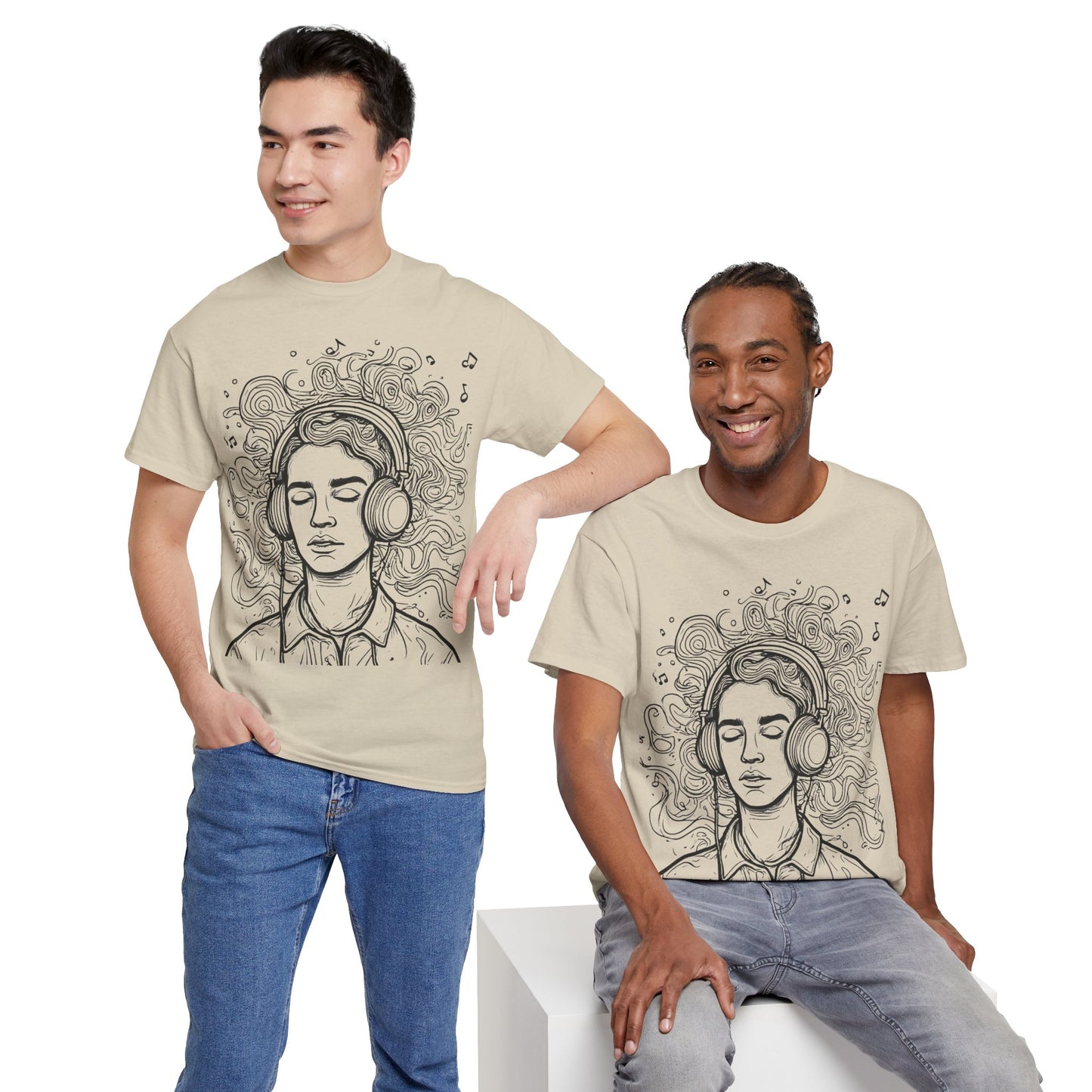 Line Drawing Portrait Graphic Music Art Tee Shirt *Multiple Colors*