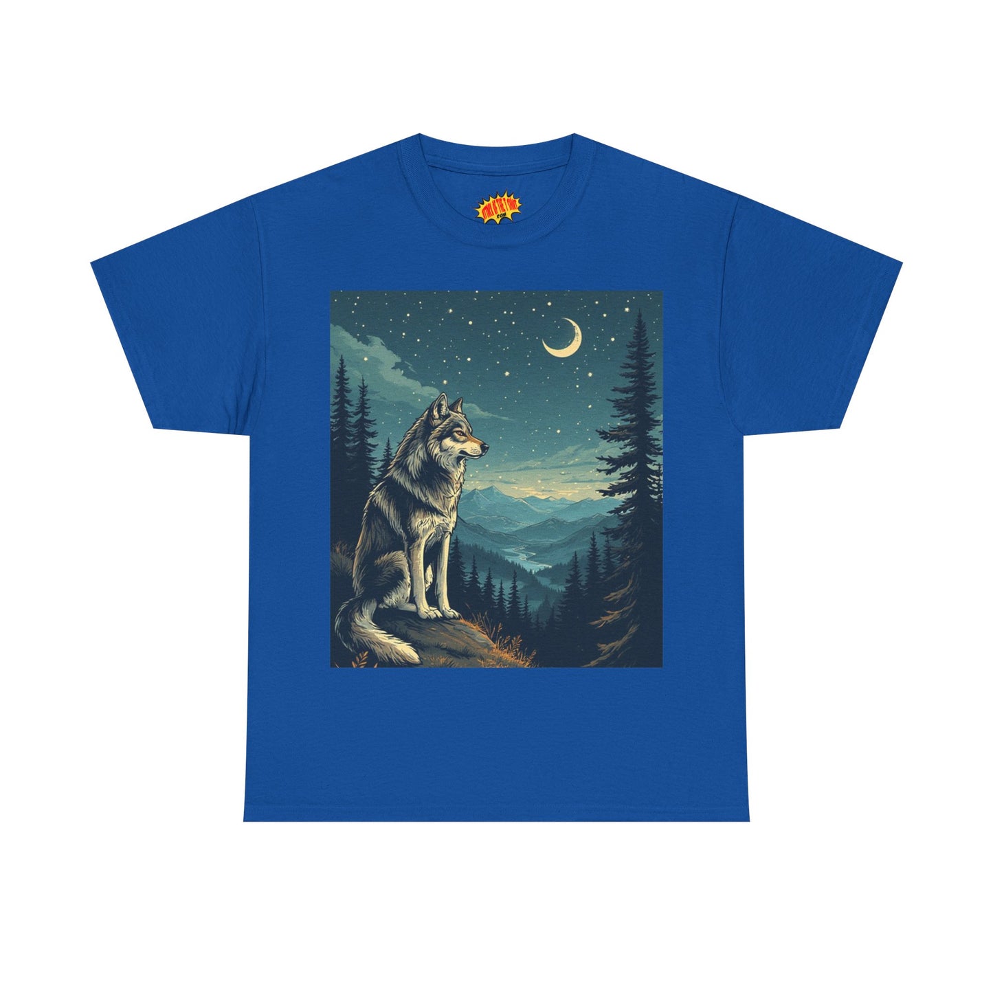 Wolf with Sliver Moon Scene T-Shirt *Multiple Colors*