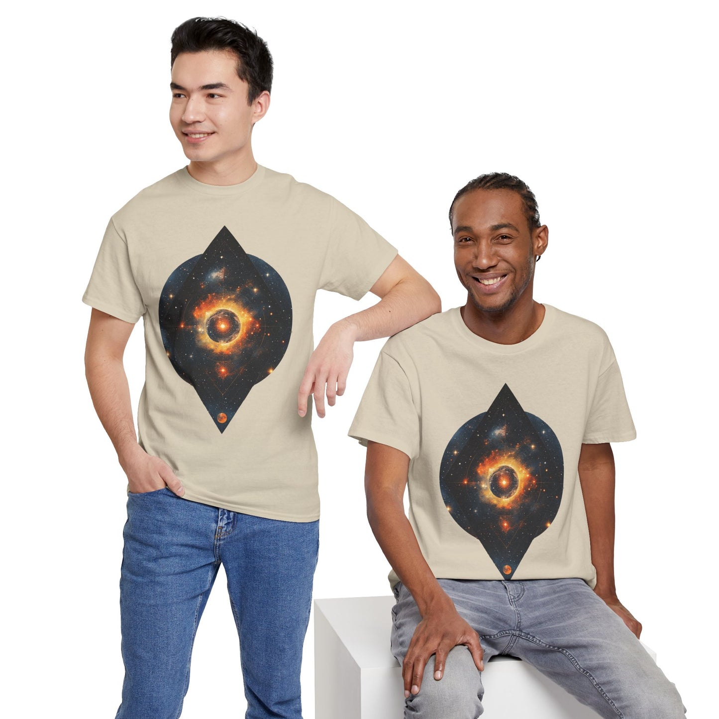 Rounded Diamond Shape Nebula Graphic Space Art Tee Shirt *Multiple Colors*