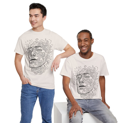 Human Face Line Drawing Portrait Graphic Art Tee Shirt