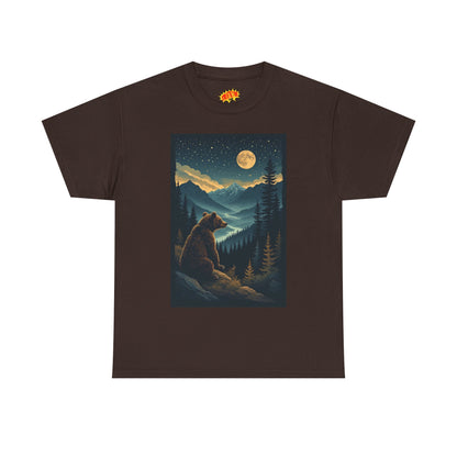Sitting Grizzly Bear Full Moon Scene T-Shirt