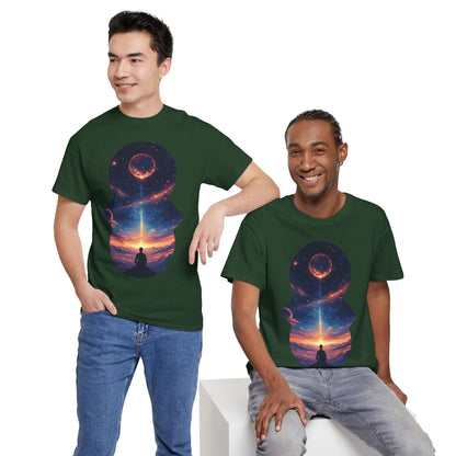 Cosmic Meditation w/Planet Space Graphic Art Tee Shirt