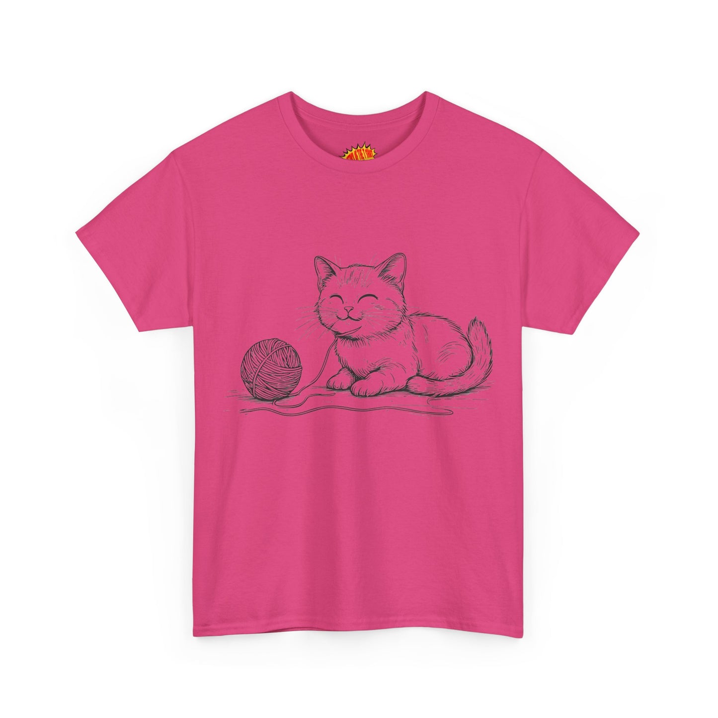 Cat w/Yarn Ball Line Drawing Tee Shirt *Multiple Colors*