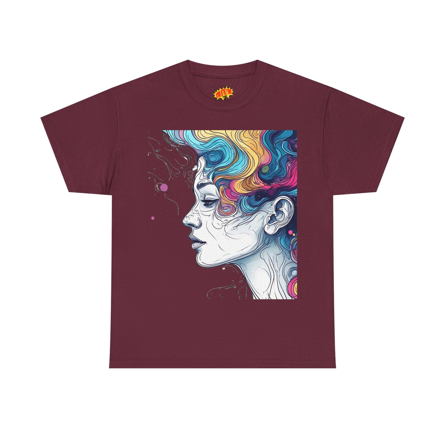 Face w/Color Hair Graphic Art Tee Shirt *Multiple Colors*