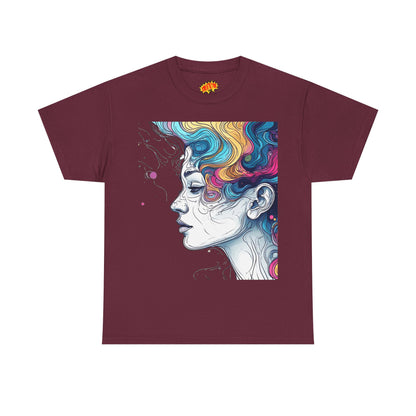 Face w/Color Hair Graphic Art Tee Shirt