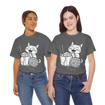 Happy Cat w/Noodles + Yarn Art Tee Shirt