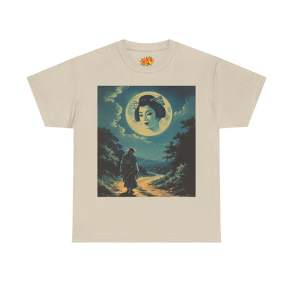 Travelling Samurai w/Full Moon Geisha Woman T-Shirt