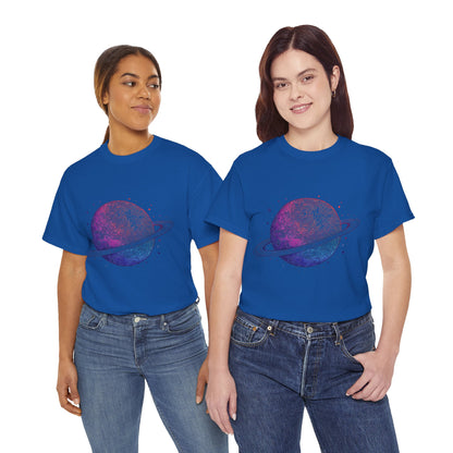 Space Art Ringed Planet Graphic Tee Shirt