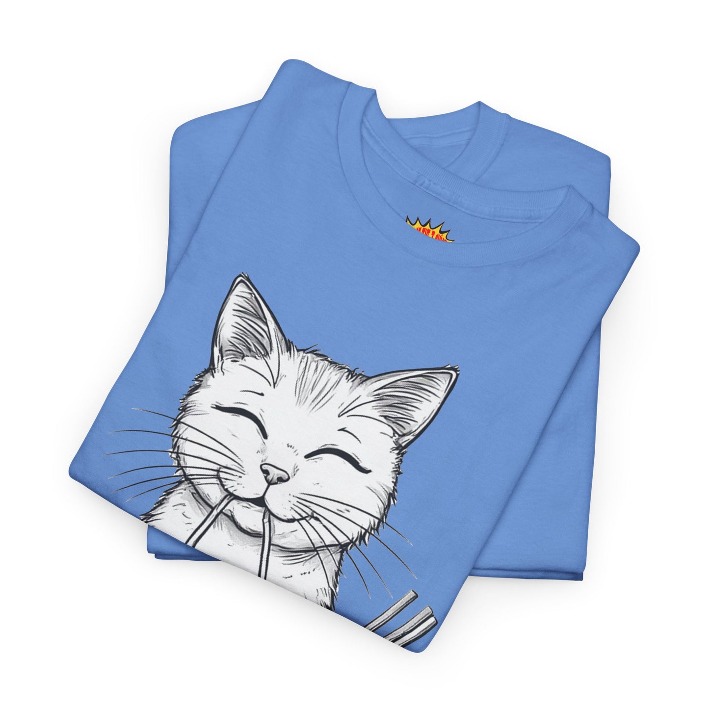 Cat w/Noodles Drawing Art Tee Shirt *Multiple Colors*