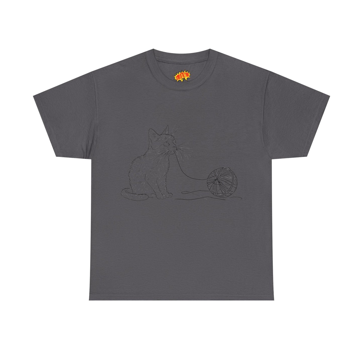 Cat w/Yarn Line Drawing Art Tee Shirt *Multiple Colors*