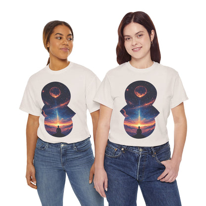 Cosmic Meditation w/Planet Space Graphic Art Tee Shirt