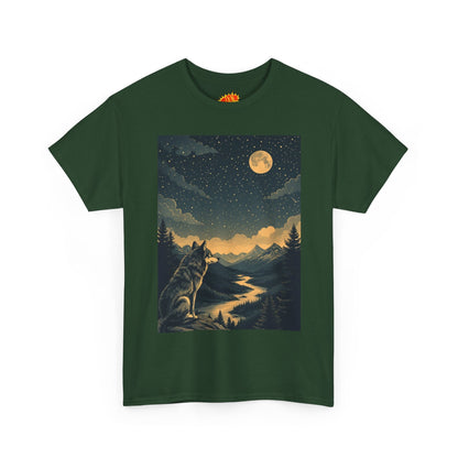 Mountain Wolf with River & Full Moon T-Shirt
