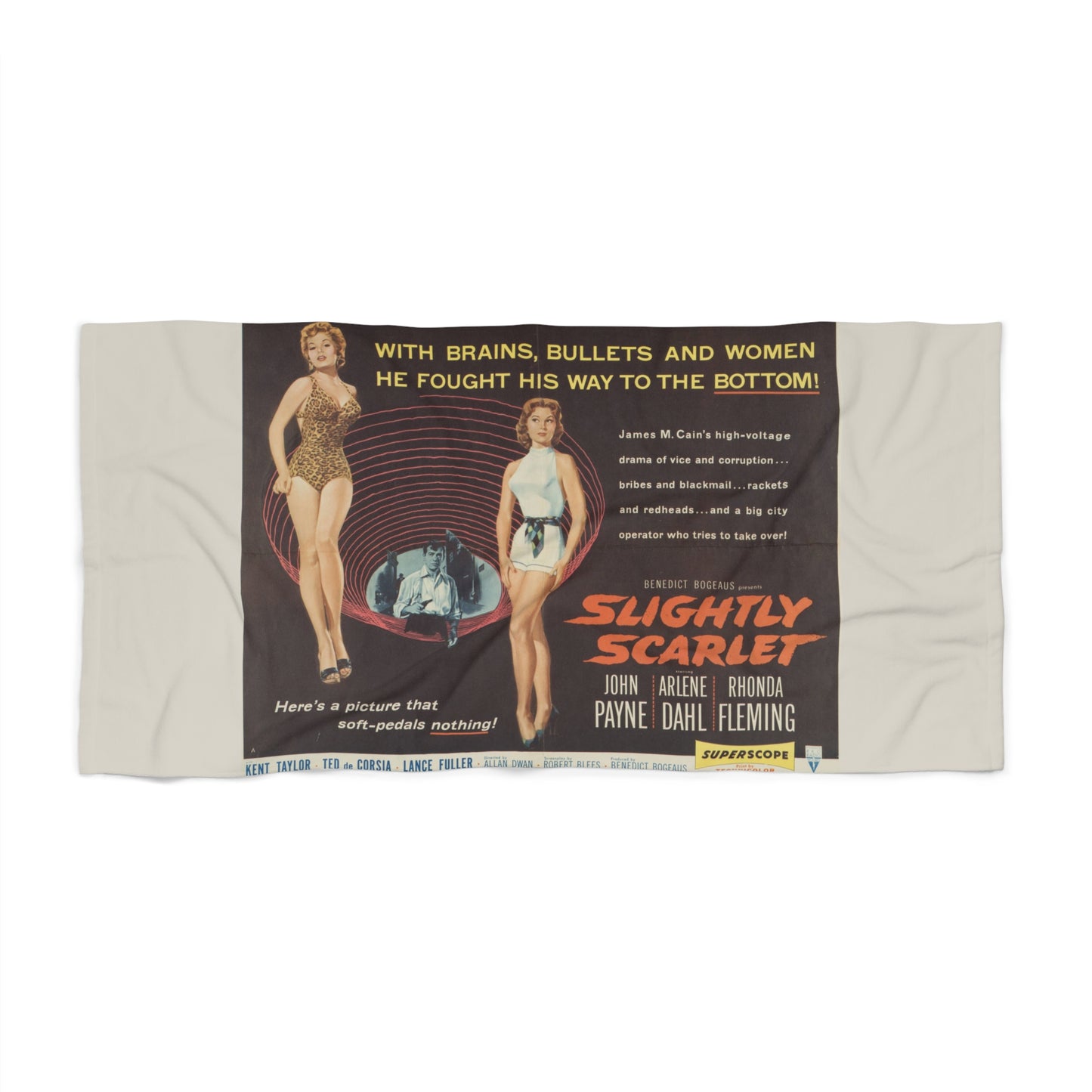 Slightly Scarlet Vintage Movie Poster Beach Towel Retro Noir Pinup Poster Towel