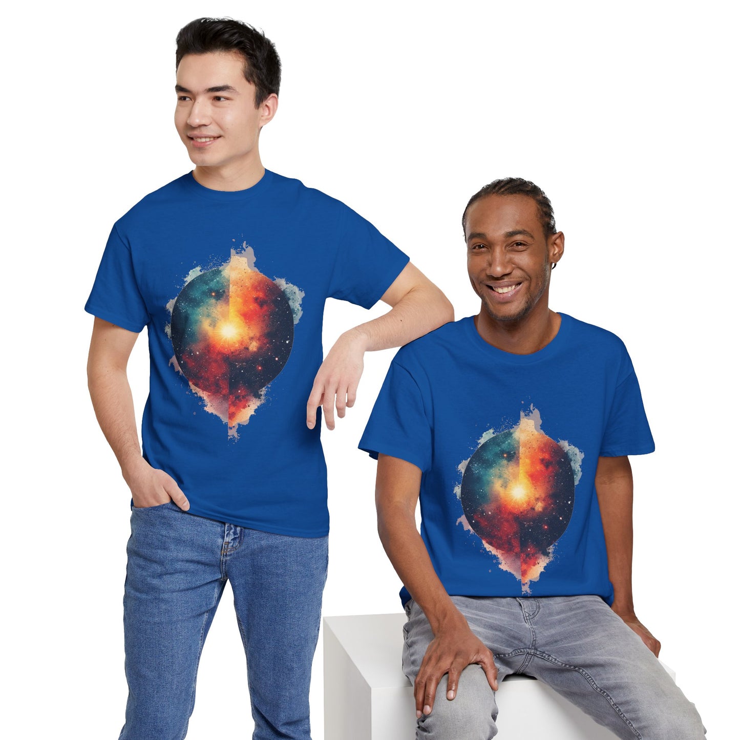 Round Galaxy w/Nebula Graphic Art Tee Shirt *Multiple Colors*