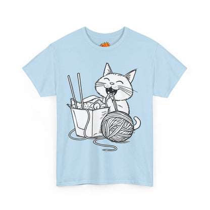 Happy Cat w/Noodles + Yarn Art Tee Shirt