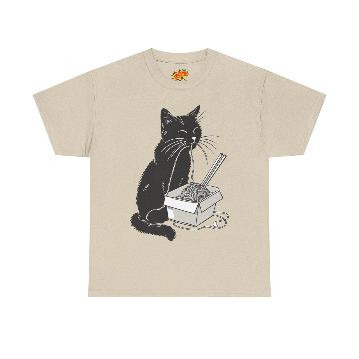Black Cat w/Noodles Drawing Art Tee Shirt *Multiple Colors*