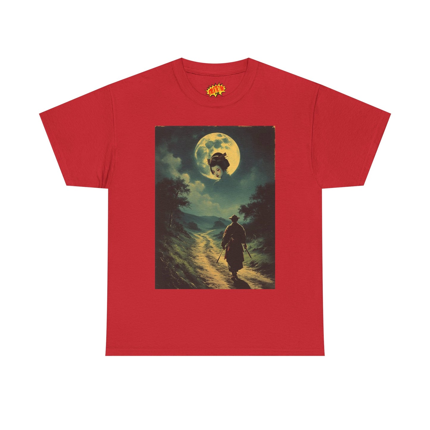 Travelling Samurai w/Moon Geisha Woman T-Shirt *Multiple Colors*
