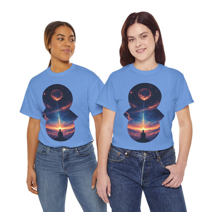 Cosmic Meditation w/Planet Space Graphic Art Tee Shirt