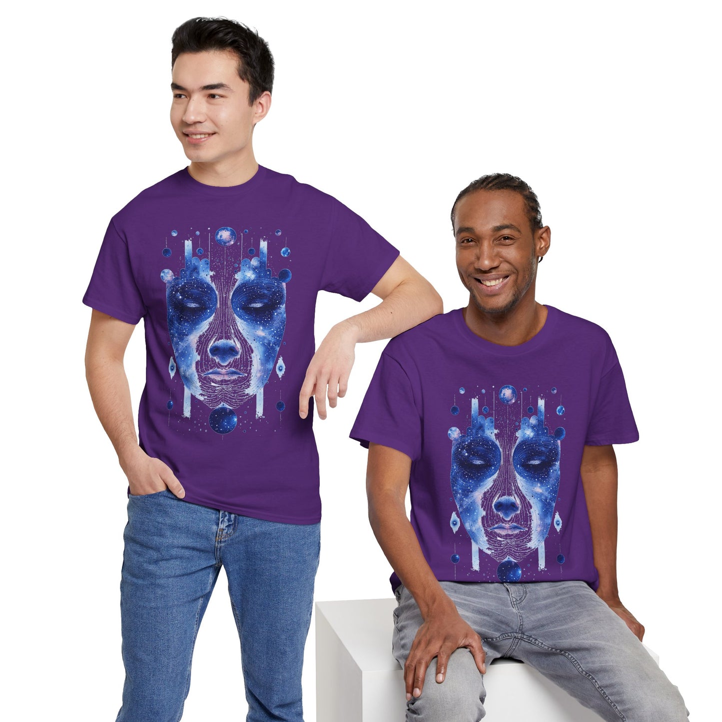 Cosmic Face Galaxy Graphic Space Art Tee Shirt *Multiple Colors*